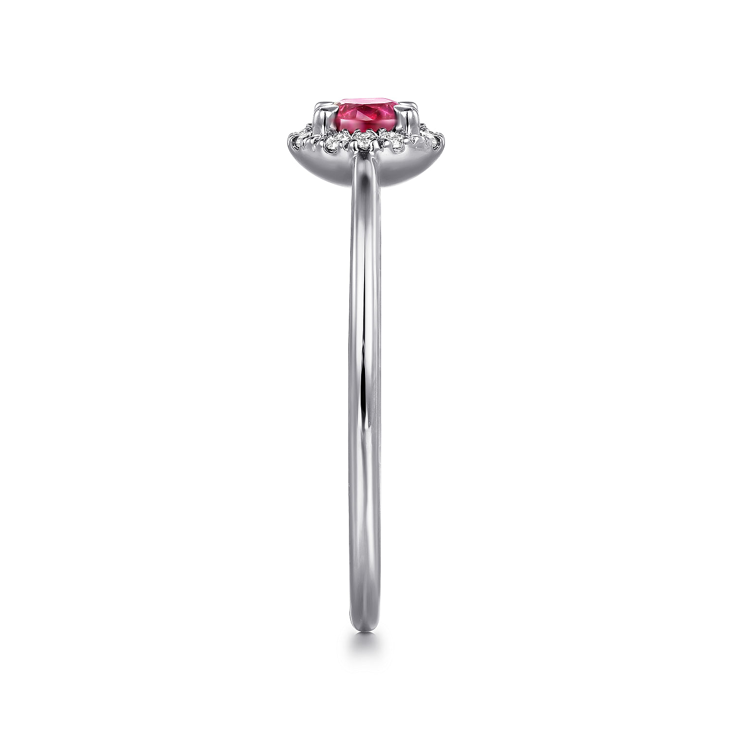 14K White Gold Ruby and Diamond Halo Promise Ring - 0.06 ct - Shot 4