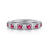 14K White Gold Ruby and Diamond Stackable Band - 0.5 ct