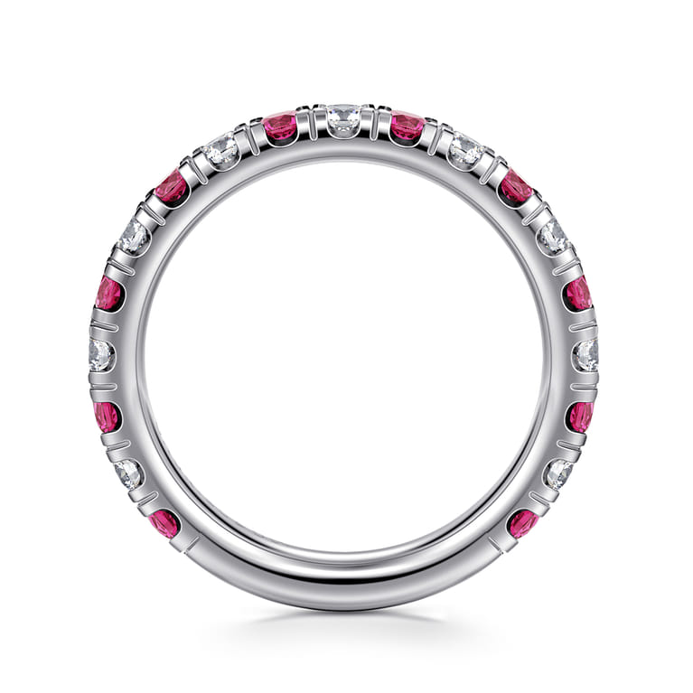 14K White Gold Ruby and Diamond Stackable Band - 0.5 ct - Shot 2