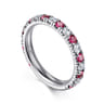 14K White Gold Ruby and Diamond Stackable Band - 0.5 ct