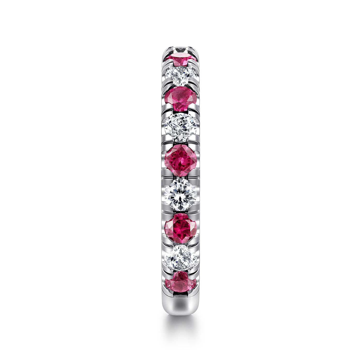 14K White Gold Ruby and Diamond Stackable Band