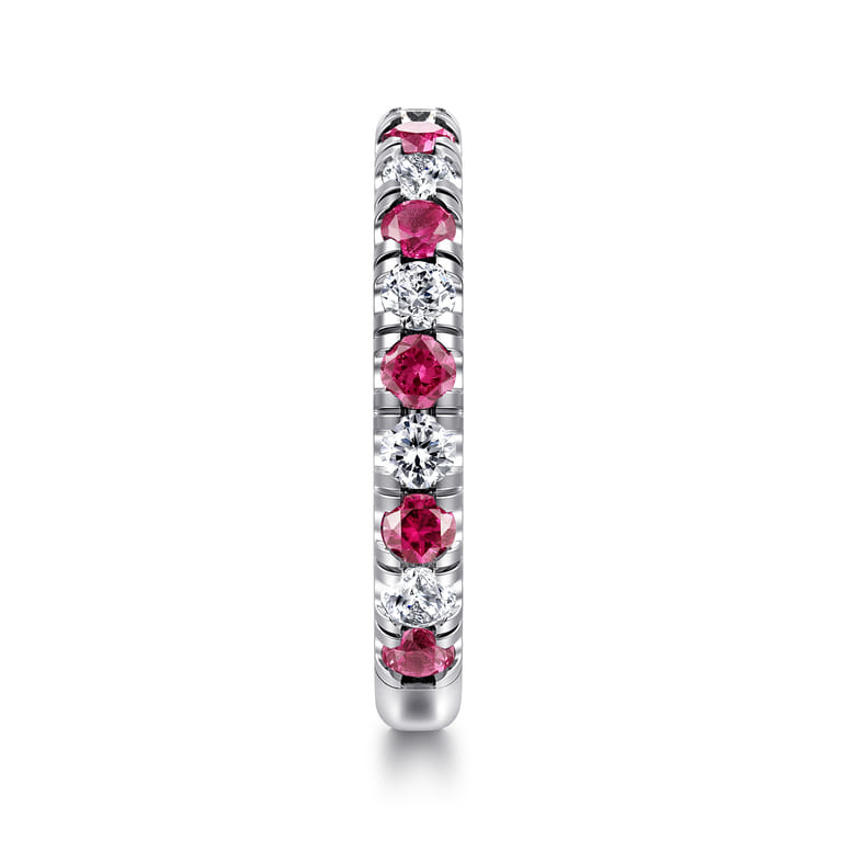 14K White Gold Ruby and Diamond Stackable Band - 0.5 ct - Shot 4