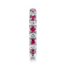 14K White Gold Ruby and Diamond Stackable Band - 0.5 ct