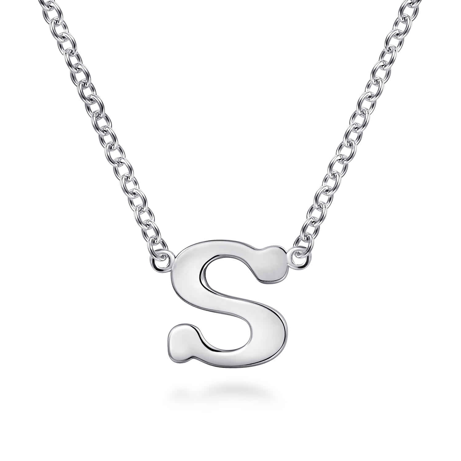 14k White Gold Initial Contemporary Necklace. SKU: NK6928S-W4JJJ