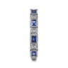 14K White Gold Sapphire Baguette and Diamond Round Stackable Ring - 0.14 ct