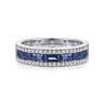 14K White Gold Sapphire Baguette and Diamond Row Band - 0.22 ct