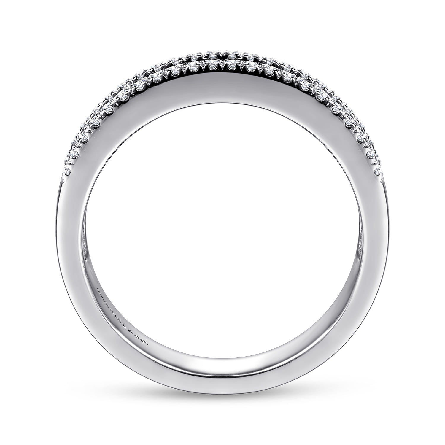14K White Gold Sapphire Baguette and Diamond Row Band - 0.22 ct - Shot 2