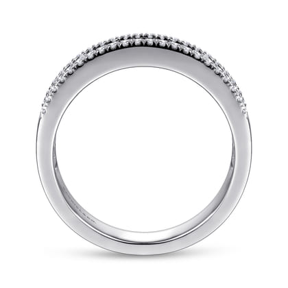 14K White Gold Sapphire Baguette and Diamond Row Band