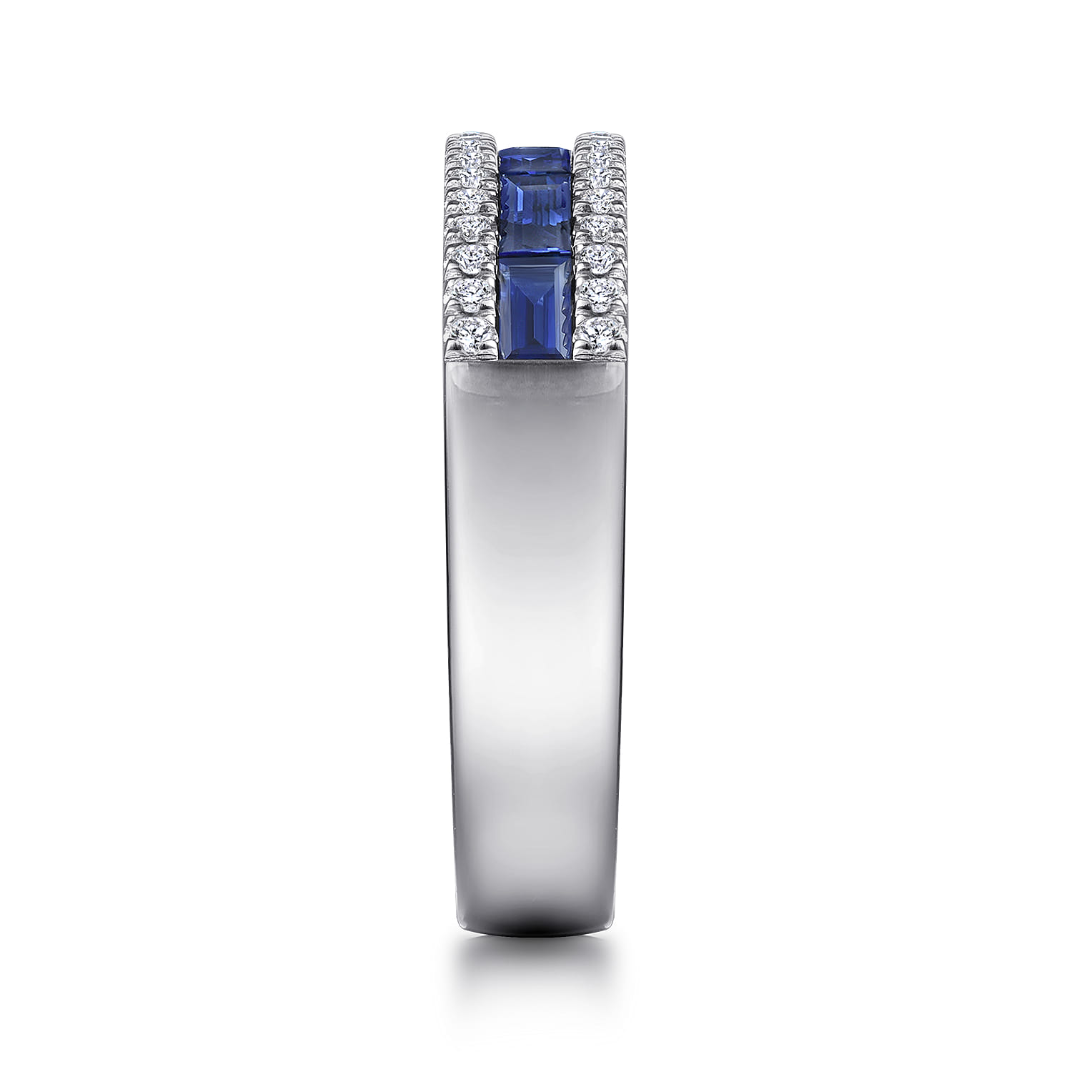 14K White Gold Sapphire Baguette and Diamond Row Band - 0.22 ct - Shot 4