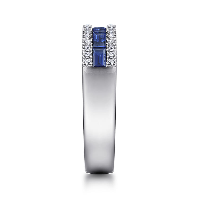 14K White Gold Sapphire Baguette and Diamond Row Band - 0.22 ct - Shot 4