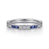14K White Gold Sapphire Baguette and Diamond Stackable Ring - 0.4 ct