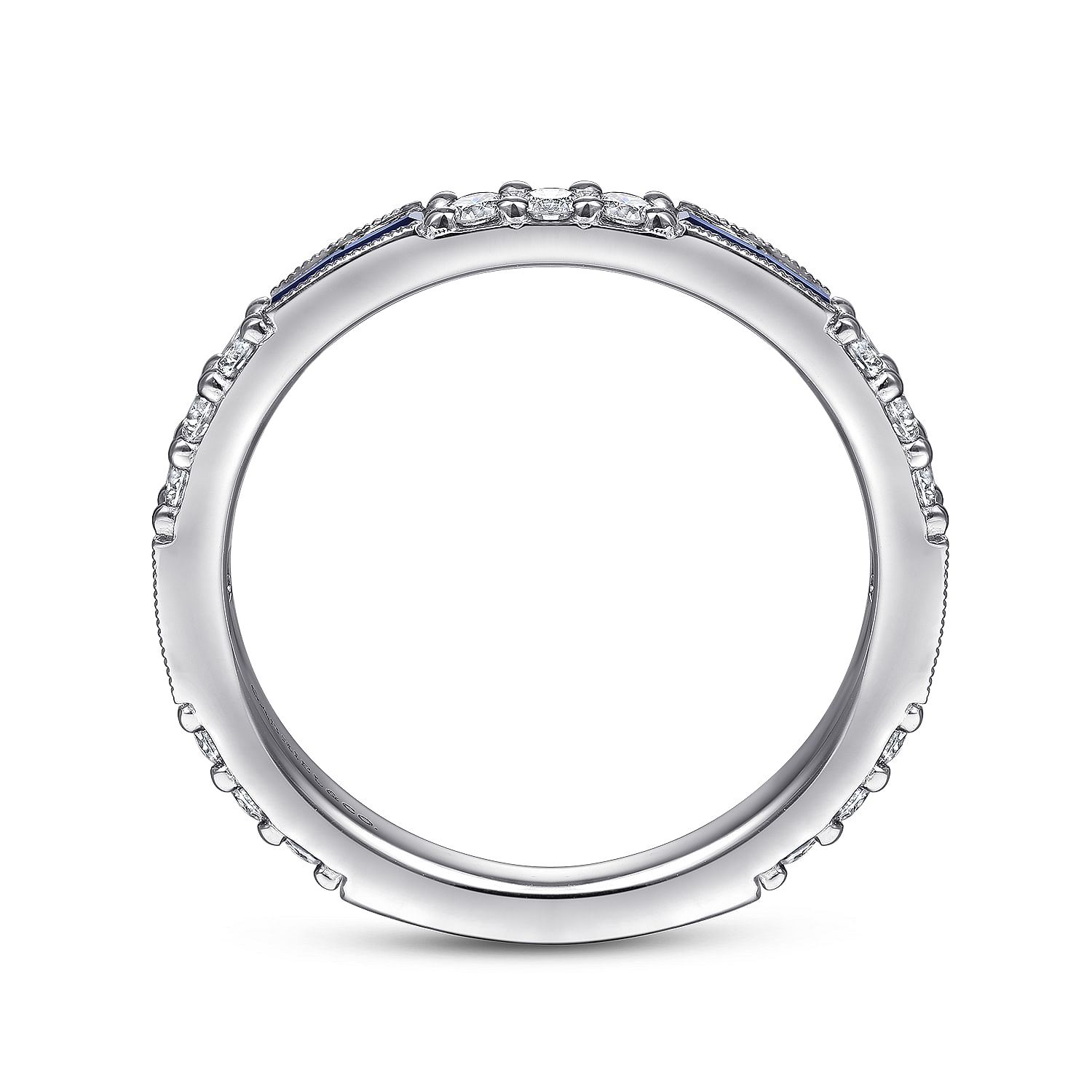 14K White Gold Sapphire Baguette and Diamond Stackable Ring - 0.4 ct - Shot 2