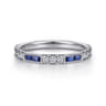 14K White Gold Sapphire Baguette and Diamond Stackable Ring - 0.38 ct