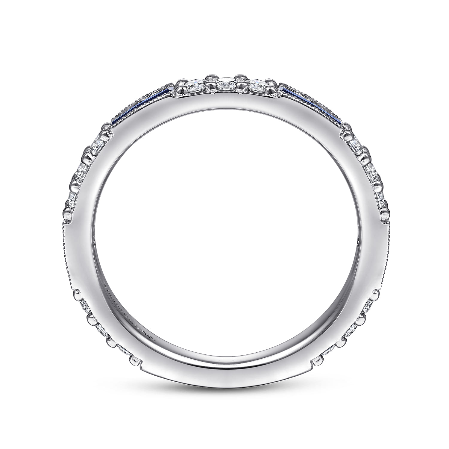 14K White Gold Sapphire Baguette and Diamond Stackable Ring - 0.38 ct - Shot 2