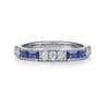 14K White Gold Sapphire Baguette and Diamond Stackable Ring - 0.21 ct