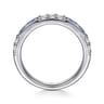 14K White Gold Sapphire Baguette and Diamond Stackable Ring - 0.21 ct