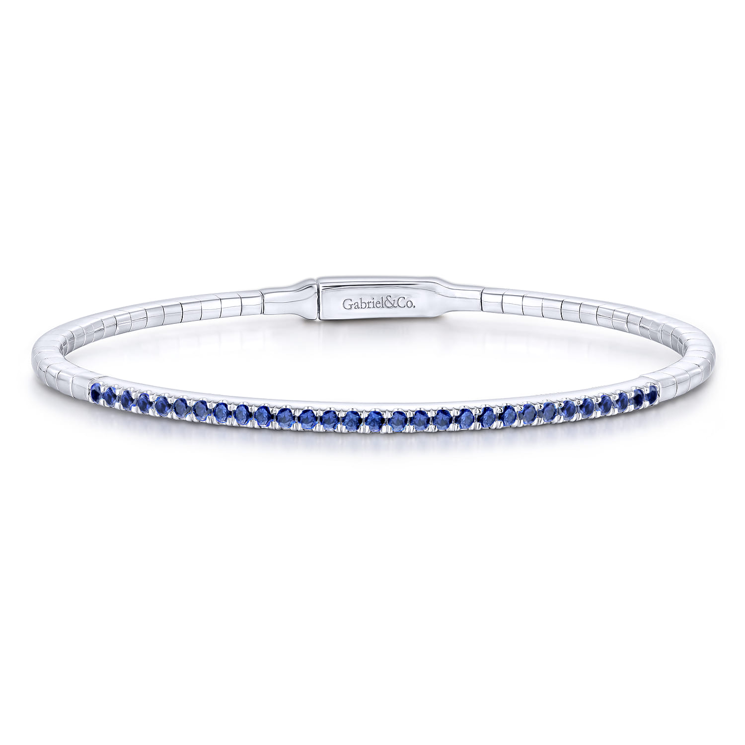 14K White Gold Sapphire Bangle - Shot 1