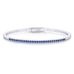 14K White Gold Sapphire Bangle