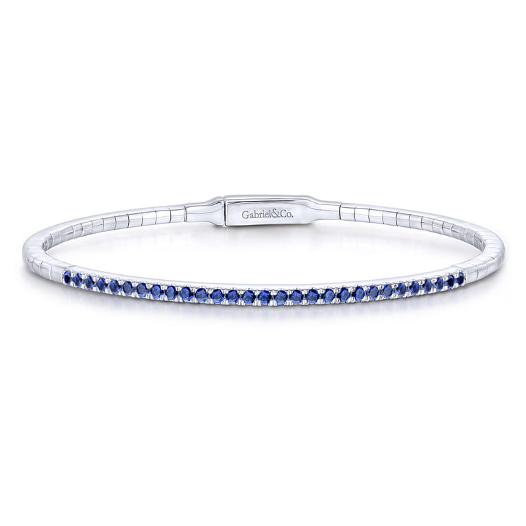 14K White Gold Sapphire Bangle - Shot 1