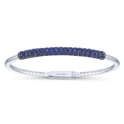 14K White Gold Sapphire Bangle