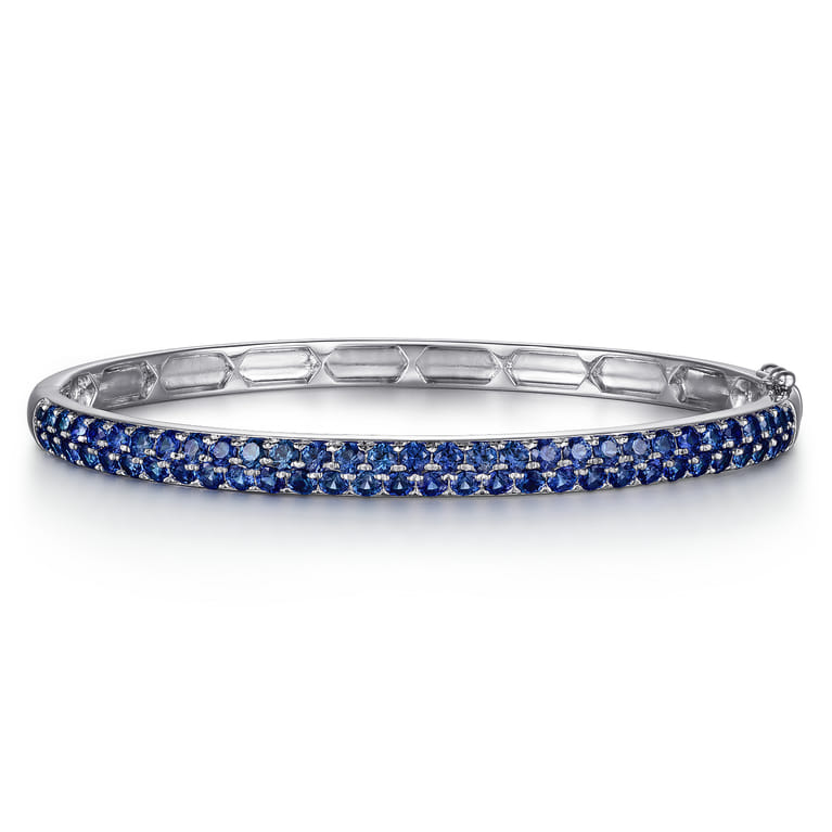 14K White Gold Sapphire Bangle - Shot 1