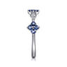 14K White Gold Sapphire Clover and Diamond Station Ring - 0.04 ct