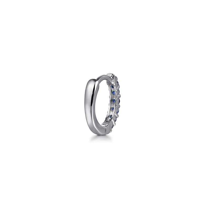 14K White Gold Sapphire Huggie Earrings - Shot 3