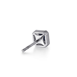 14K White Gold Sapphire Mens Angular Cuts Single Stud Earring