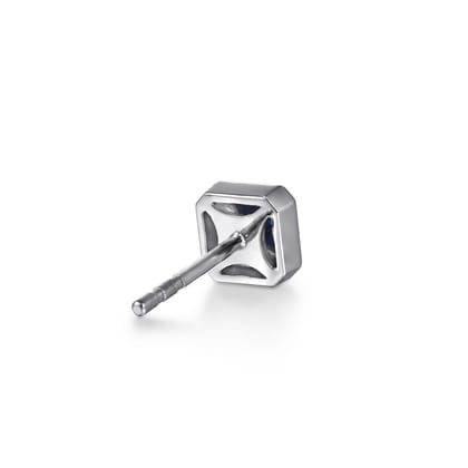 14K White Gold Sapphire Mens Angular Cuts Single Stud Earring
