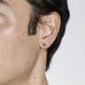 14K White Gold Sapphire Mens Angular Cuts Single Stud Earring