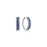 14K White Gold Sapphire Pave 15mm Diamond Huggie Hoop Earrings - 0.4 ct