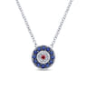 14K White Gold Sapphire Ruby and Diamond Evil Eye Pendant Necklace - 0.04 ct