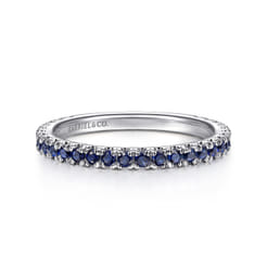 14K White Gold Sapphire Stackable Ring