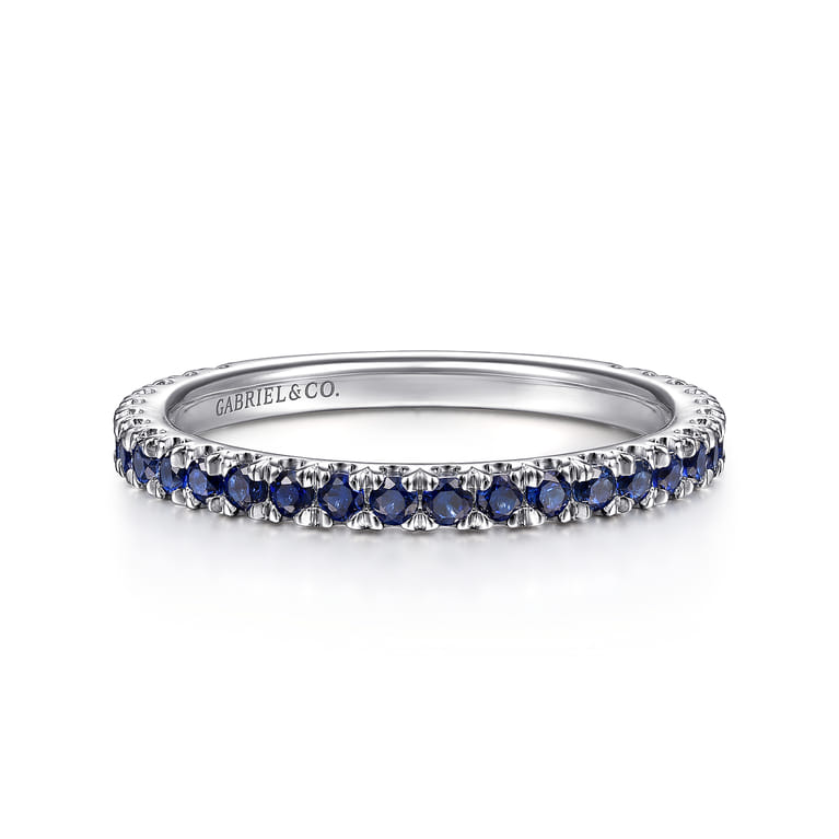 14K White Gold Sapphire Stackable Ring - Shot 1