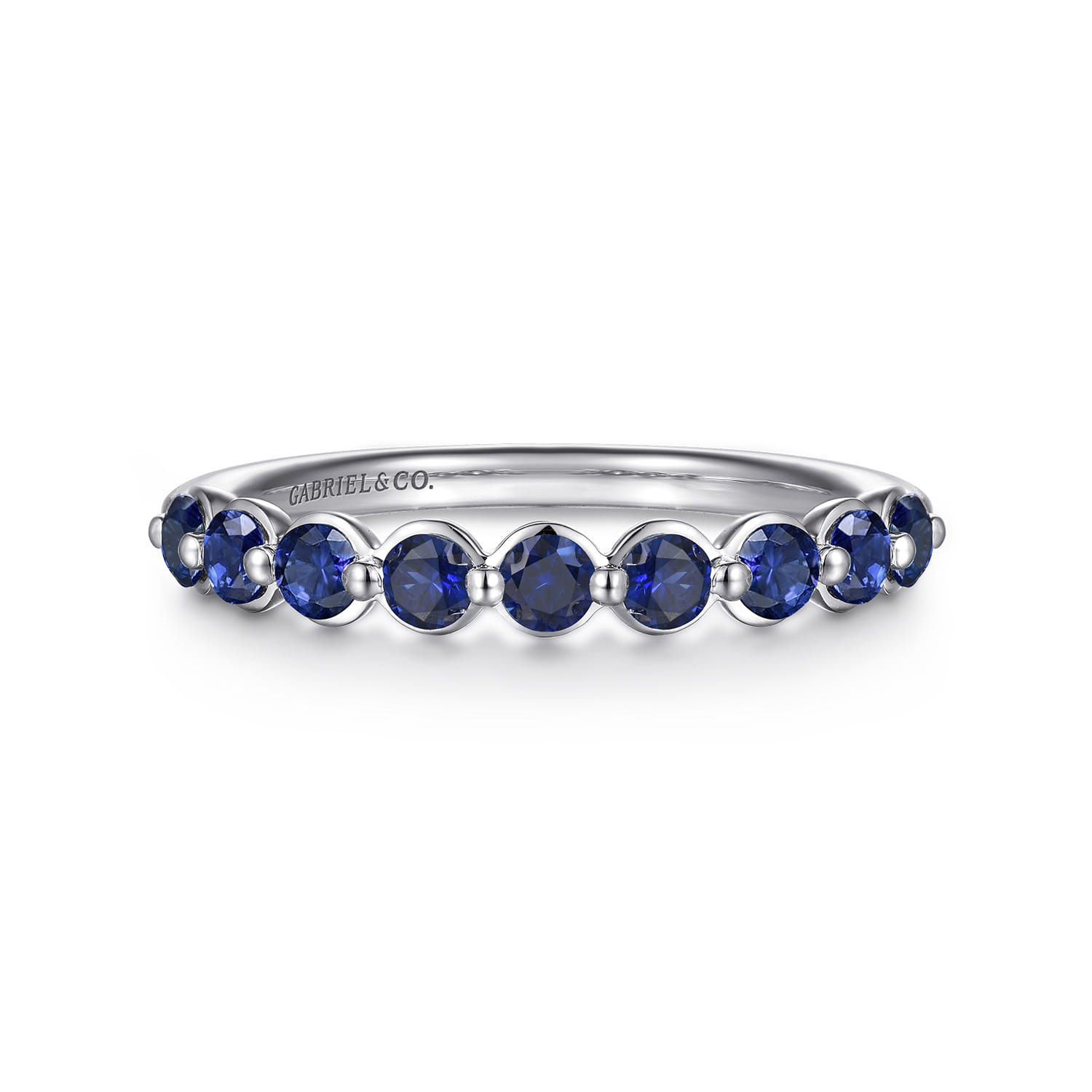 14K White Gold Sapphire Stackable Ring - Shot 1