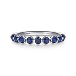 14K White Gold Sapphire Stackable Ring