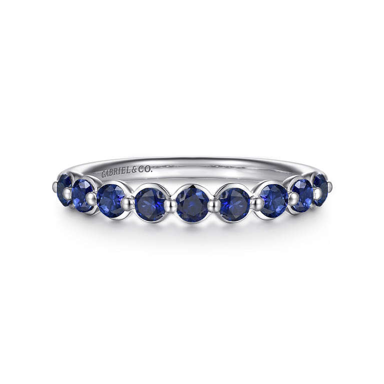 14K White Gold Sapphire Stackable Ring - Shot 1