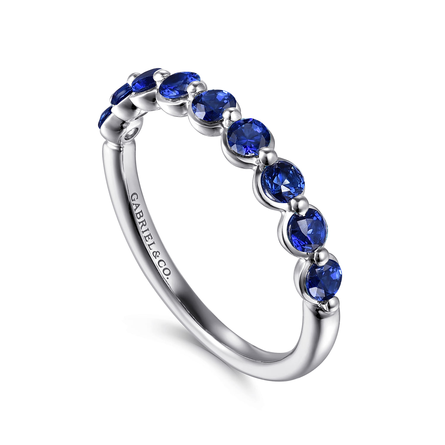 14K White Gold Sapphire Stackable Ring - Shot 3