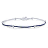 14K White Gold Sapphire Tennis Bracelet with Round Diamond Stations - 0.35 ct