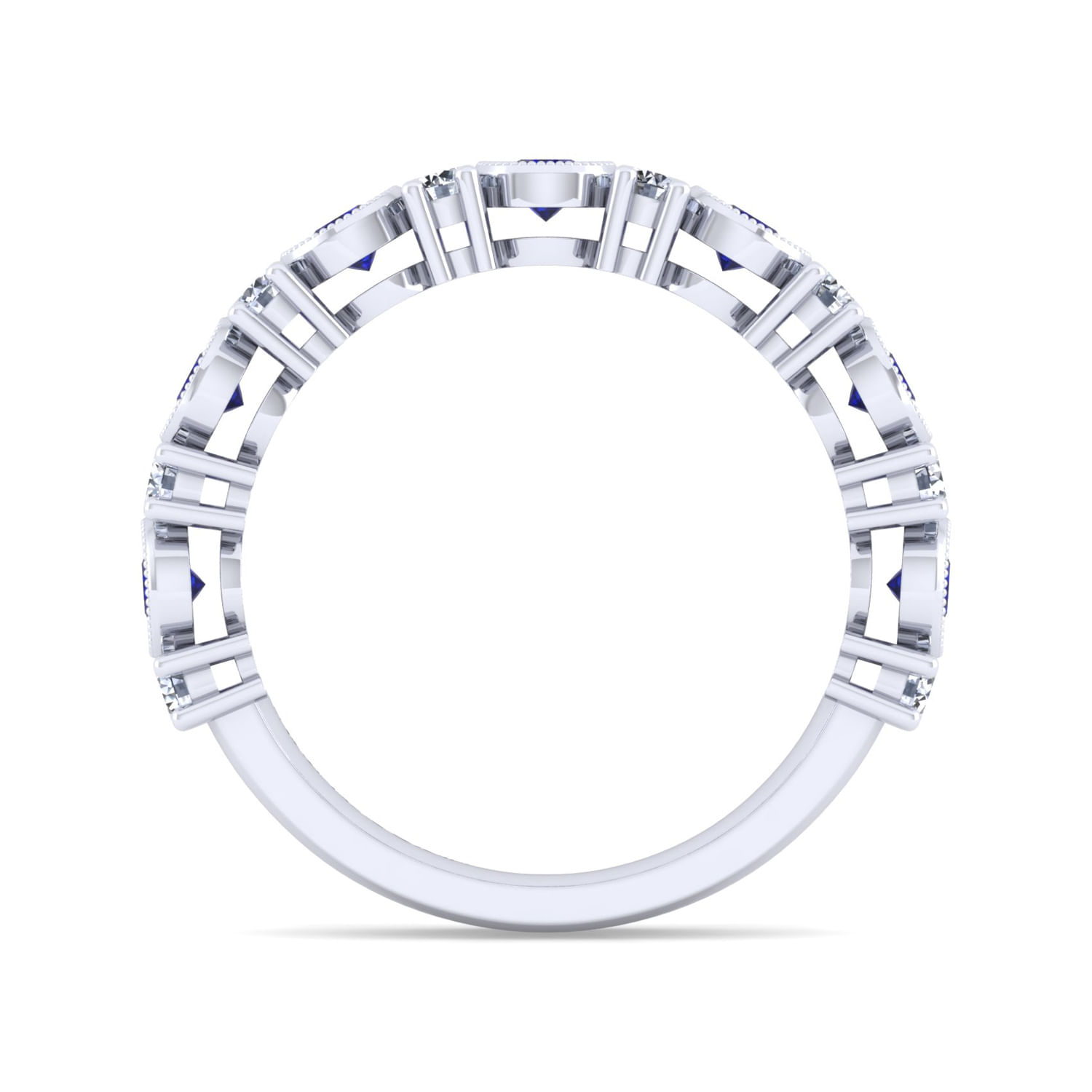 14K White Gold Sapphire and Diamond Anniversary Band