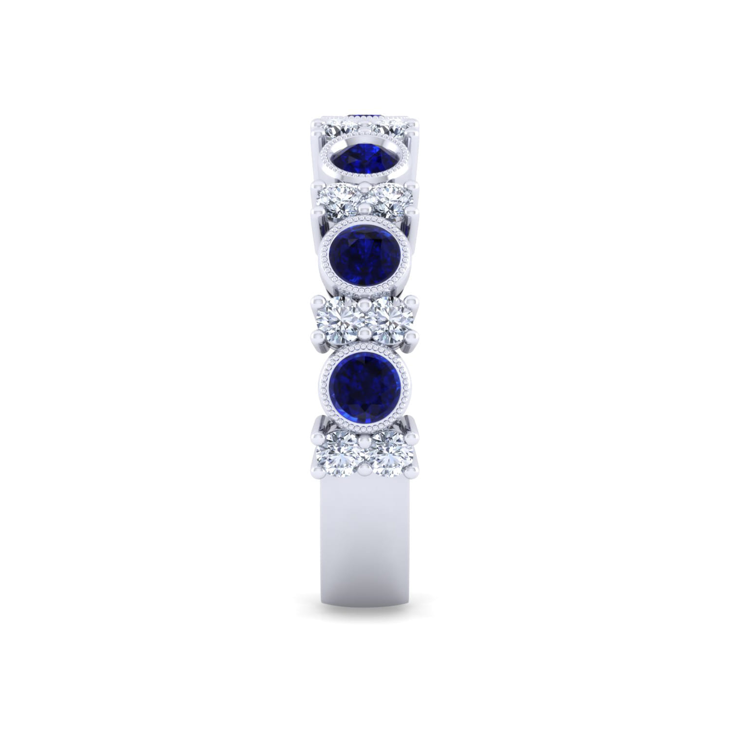 14K White Gold Sapphire and Diamond Anniversary Band