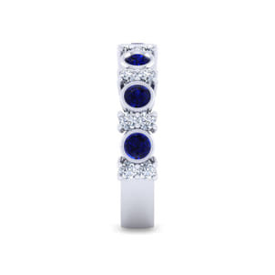 14K White Gold Sapphire and Diamond Anniversary Band