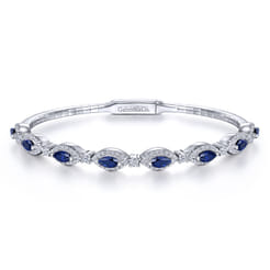 14K White Gold Sapphire and Diamond Bangle