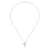 14K White Gold Sapphire and Diamond Cross Pendant Necklace - 0.04 ct