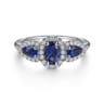 14K White Gold Sapphire and Diamond Halo Ladies Ring - 0.25 ct