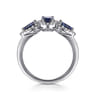 14K White Gold Sapphire and Diamond Halo Ladies Ring - 0.25 ct