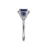 14K White Gold Sapphire and Diamond Halo Ladies Ring - 0.25 ct