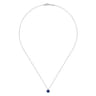 14K White Gold Sapphire and Diamond Halo Pendant Necklace - 0.06 ct