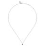 14K White Gold Sapphire and Diamond Halo Pendant Necklace - 0.05 ct