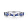 14K White Gold Sapphire and Diamond Matching Wedding Band - 0.3 ct
